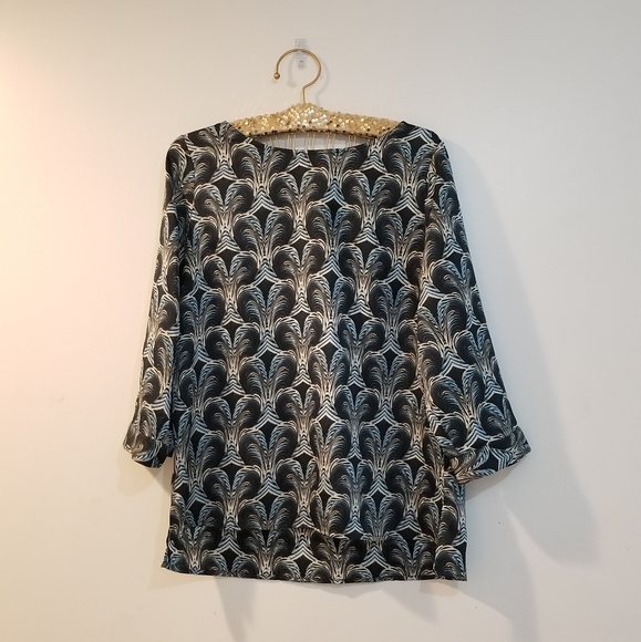 The Limited Tops - The Limited Back Zipper Blue Women Blouse